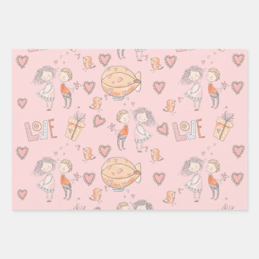 Feuille De Papier Cadeau Tourbillon de montgolfière de Whimsical, mignon co (Devant)