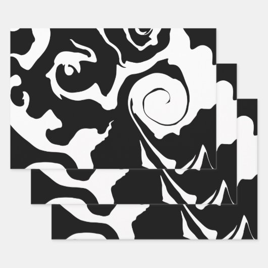 Feuille De Papier Cadeau Tourbillon noir et Marbre blanc moderne (Lot)