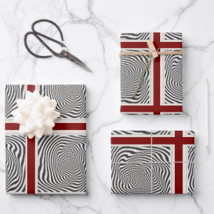 Feuille De Papier Cadeau Tourbillon Optique Noir Et Blanc