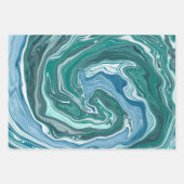 Feuille De Papier Cadeau Tourbillons d'océan bleu turquoise (Devant 3)