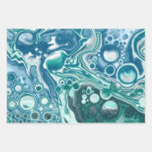 Feuille De Papier Cadeau Tourbillons d'océan bleu turquoise (Devant)