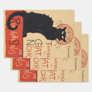 Feuille De Papier Cadeau Tournee du Chat Noir Vintage Black Cat Art Nouveau