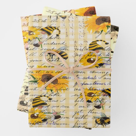 Feuille De Papier Cadeau Tournesol Bee Gnome (En situation)