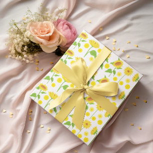 Feuille De Papier Cadeau Tournesol Fleur Jaune Brillante Florale Moderne