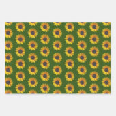 Feuille De Papier Cadeau Tournesol Floral Modèle Sur Vert (Devant)