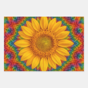 Feuille De Papier Cadeau Tournesol Kaléidoscope