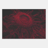Feuille De Papier Cadeau Tournesol Rouge Floral Noir Découpage Art (Devant)