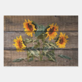 Feuille De Papier Cadeau Tournesol rustique en bois (Devant)