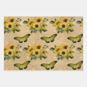 Feuille De Papier Cadeau Tournesols et papillons (Devant 3)