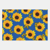 Feuille De Papier Cadeau Tournesols Et Papillons Peints À L'Huile, (Devant 3)