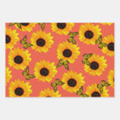 Feuille De Papier Cadeau Tournesols Et Papillons Peints À L'Huile, (Devant 2)