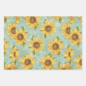 Feuille De Papier Cadeau Tournesols fond bleu (Devant 2)
