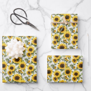 Feuille De Papier Cadeau Tournesols Jaune Soleil