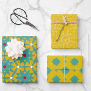 Feuille De Papier Cadeau Tout est Bright Jaune & Bleu
