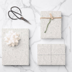 Feuille De Papier Cadeau Toute occasion Blanc Floral Botanique