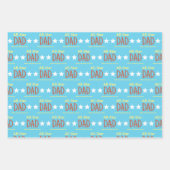 Feuille De Papier Cadeau Toutes les étoiles Papa Sky Blue and Yellow Childr (Devant)