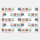 Feuille De Papier Cadeau Train d'anniversaire (Devant)