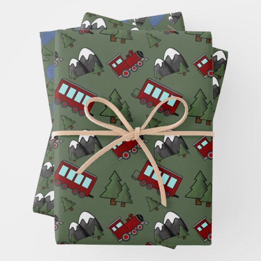 Feuille De Papier Cadeau Train d'aventure (En situation)