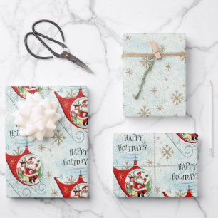 Feuille De Papier Cadeau Traîneau Rétro Rotor de Noël