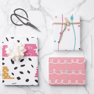 Feuille De Papier Cadeau Traits Gribouillis Abstraits Mignons