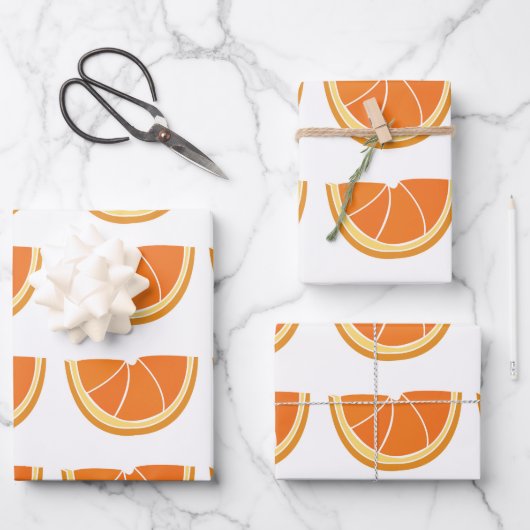 Feuille De Papier Cadeau Tranches de fruits orange (Recto)
