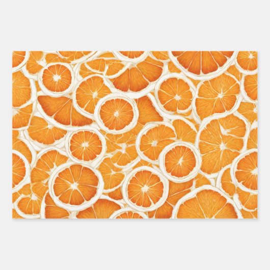 Feuille De Papier Cadeau Tranches de fruits orange (Devant 3)