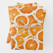 Feuille De Papier Cadeau Tranches de fruits orange (En situation)