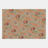 Feuille De Papier Cadeau Tranches d'orange rustique Bâtons de cannelle Anis (Devant 3)