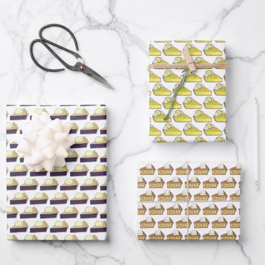 Feuille De Papier Cadeau Tranches Pomme Blueberry Clé Lime Fruit Pie Pièce (Recto)