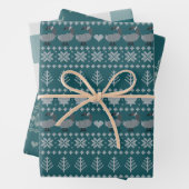 Feuille De Papier Cadeau Transformative Teal - Fair Isle - Holiday (En situation)