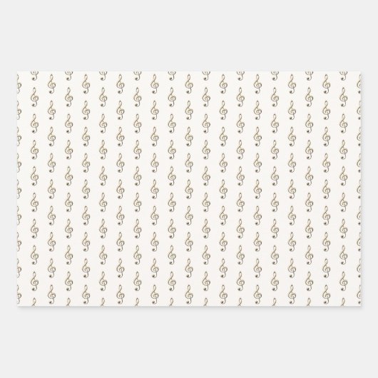 Feuille De Papier Cadeau Treble Clef Musique à thème Crème verte Rose Ensem (Devant)