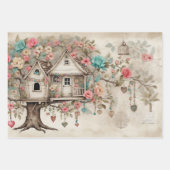 Feuille De Papier Cadeau Treehouse avec fleurs (Devant 2)