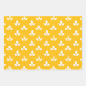 Feuille De Papier Cadeau Trèfle Blanc Jaune Doré (Devant)
