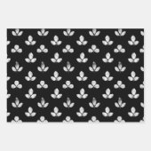 Feuille De Papier Cadeau Trèfle Blanc Noir (Devant)
