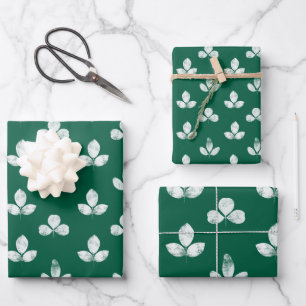 Feuille De Papier Cadeau Trèfle Blanc Vert