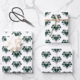 Feuille De Papier Cadeau Trèfle en forme de cœur à carreaux bleu vert Tarta