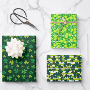 Feuille De Papier Cadeau Trèfle vert irlandais 