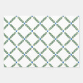 Feuille De Papier Cadeau Trellis Bleu Bow (Devant)