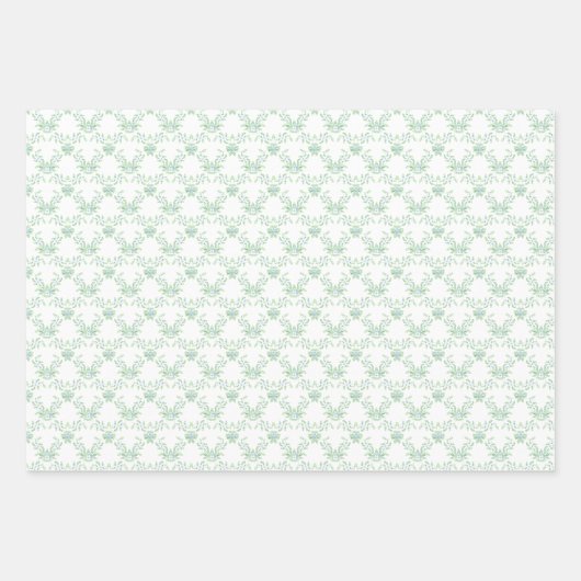 Feuille De Papier Cadeau Trellis bleu et vert Holly avec Cerf (Devant 3)