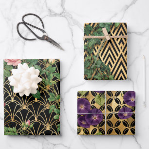 Feuille De Papier Cadeau Trellis du jardin doré