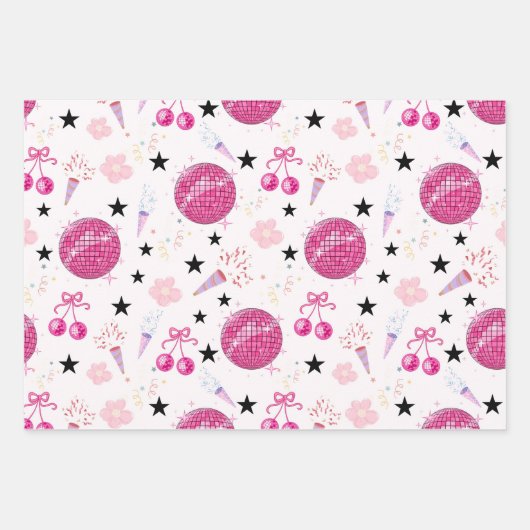Feuille De Papier Cadeau Trendy Disco Celebration Party Seamless Pattern (Devant)