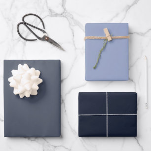 Feuille De Papier Cadeau Trendy gris bleu uni couleur 3 ensemble