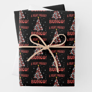 Feuille De Papier Cadeau Très joyeux Bunco Arbre de Noël Jeu de dés Soirée
