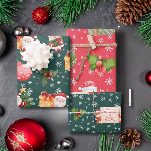 Feuille De Papier Cadeau Très joyeux Père Noël Rouge
