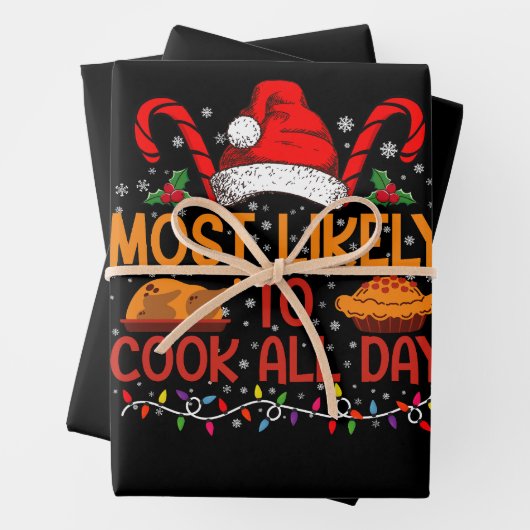 Feuille De Papier Cadeau Très Probable De Cuisiner Toute La Journée De Noël (En situation)