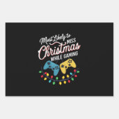 Feuille De Papier Cadeau Très Probable De Manquer Noël En Jouant Gamer (Devant)