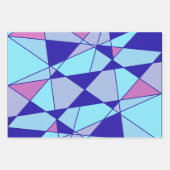 Feuille De Papier Cadeau Triangle abstrait bleu rose violet (Devant)