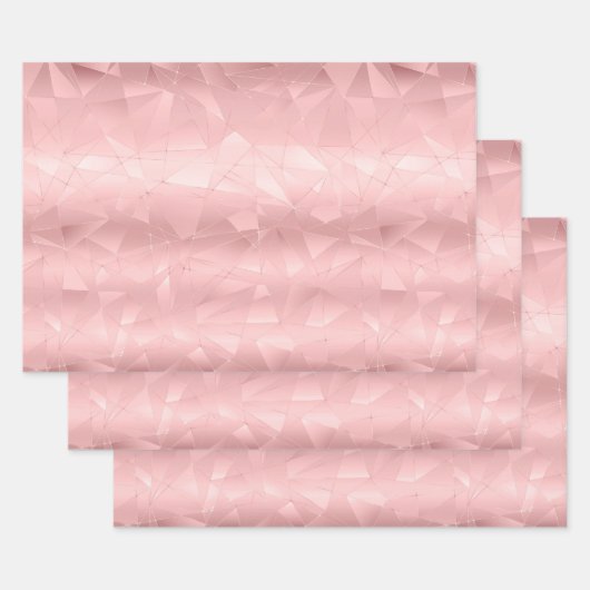 Feuille De Papier Cadeau Triangle géométrique rose glamour tendance chic  (Lot)