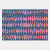 Feuille De Papier Cadeau Triangles géométriques Abstraits en bleu (Devant 2)