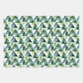 Feuille De Papier Cadeau Triangles verts et bleus sur fond blanc (Devant 2)